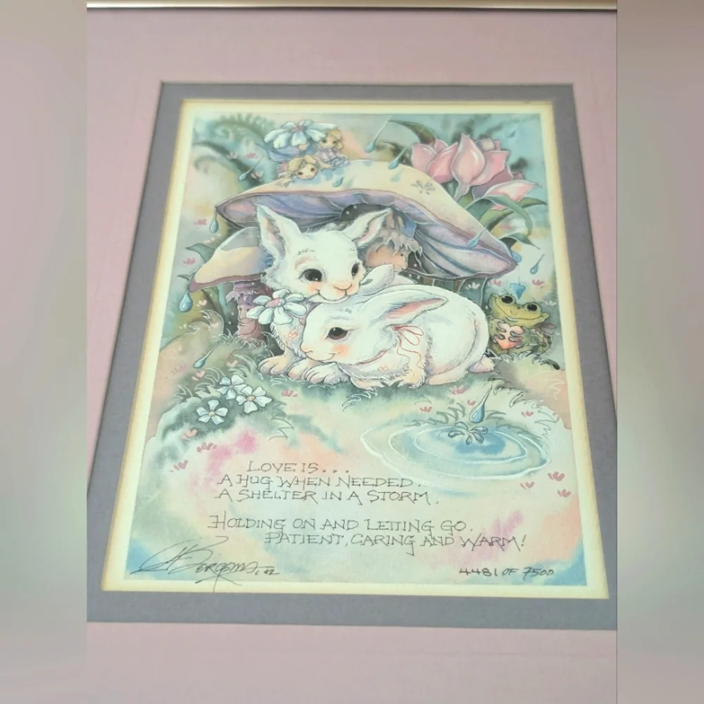 EUC•Signed 1992 Vintage Jody Bergsma Framed Art Print 4481 of 7500